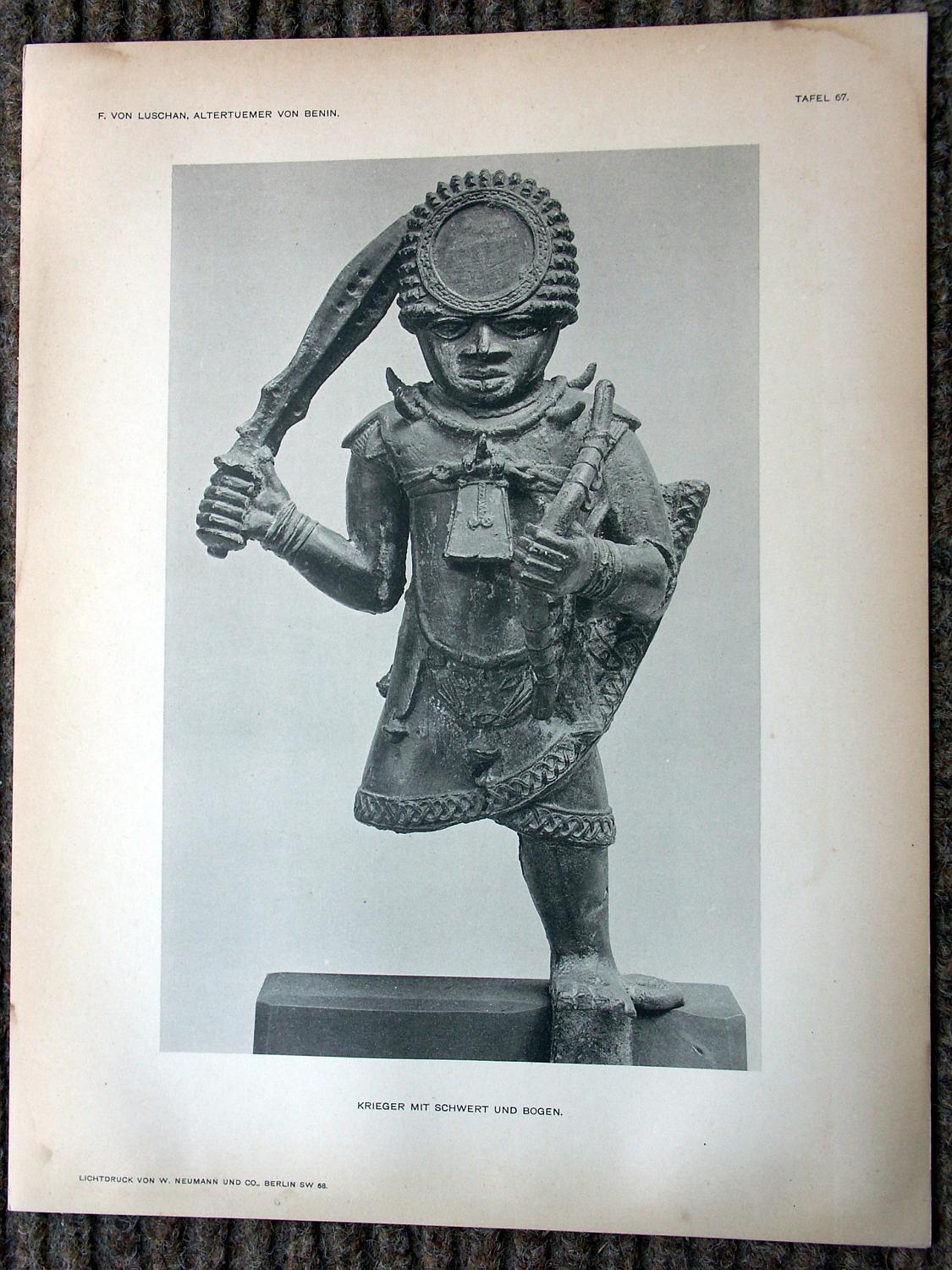 zz-lusc19,tafel 067 benin nigeria,bronze-figur krieger mit schwert und